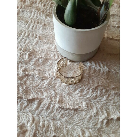 Sterling Silver Filigree Cutout Cuff Bracelet Wide Statement Piece - Picture 3 of 6